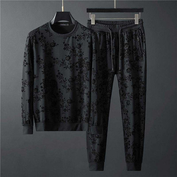 Conjunto de Dos Piezas: Suéter Cuello Redondo y Pantalón Jacquard
