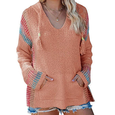 Sudadera Suelta con Capucha y Rayas de Colores - Image 6