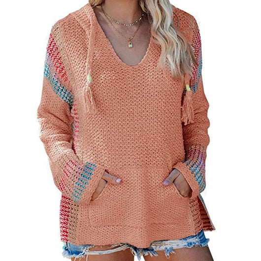 Sudadera Suelta con Capucha y Rayas de Colores - Image 6