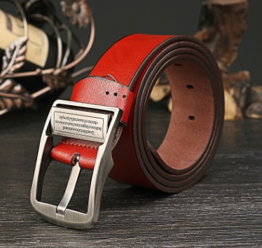 Cinturón de Cuero Vintage para Hombre con Detalles Denim - Image 5