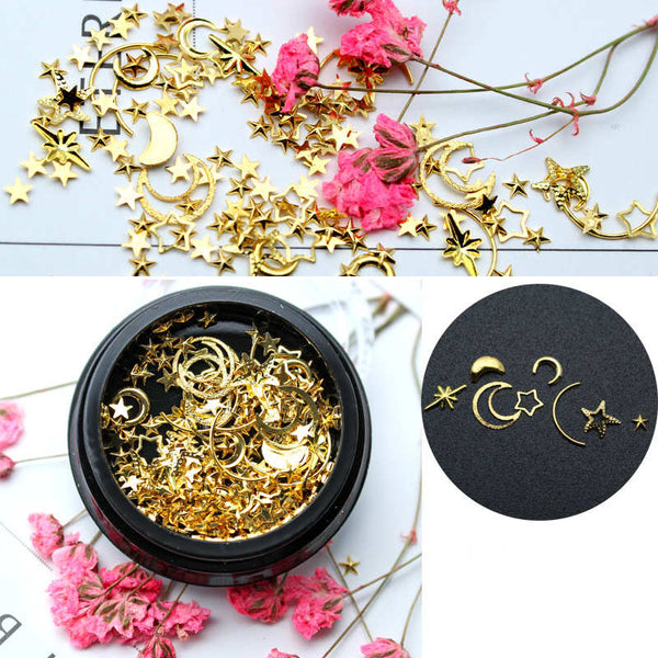 Joyería para Uñas de Aleación con Estrellas, Lunas y Diamantes