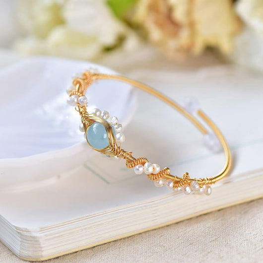 Pulsera de Perlas Dorada Tejida - Estilo Vintage Elegante - Image 4