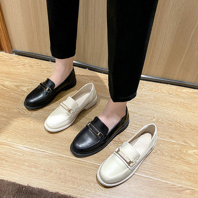 Zapatos de Cuero Suave Estilo Británico para Mujer