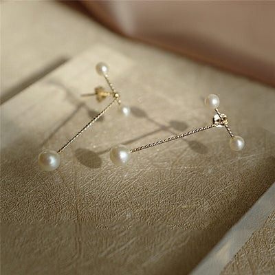 Aretes Geométricos con Perla - Diseño Minimalista Elegante - Image 4