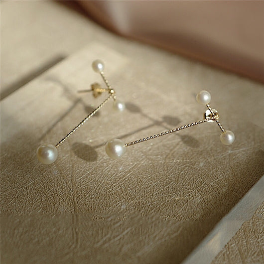Aretes Geométricos con Perla - Diseño Minimalista Elegante - Image 4