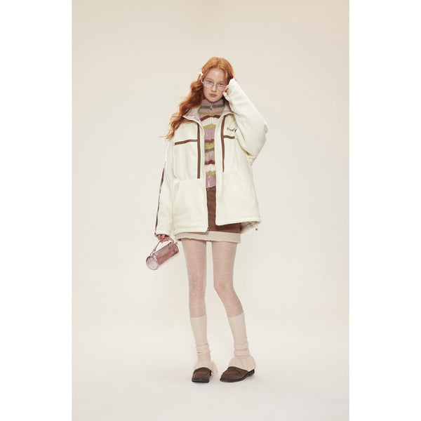 Abrigo de Lana Cordero Vintage Cuadros Reversible Doble Cara Invierno Mujer