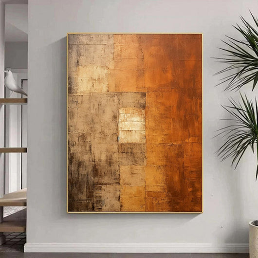 Cuadro Abstracto Wabi-Sabi Naranja Pintura al Óleo Minimalista Hecha a Mano - Image 9