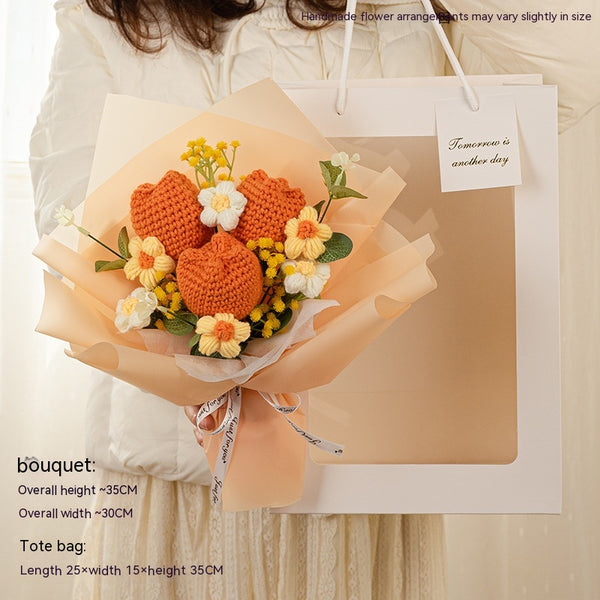 Ramo de Tulipanes Tejidos en Lana - Regalo Perfecto para Mamá, Graduación y Ocasiones Especiales - Image 3