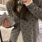 Cardigan Tejido Gris con Lunares Estilo Coreano - Manga Larga Otoño