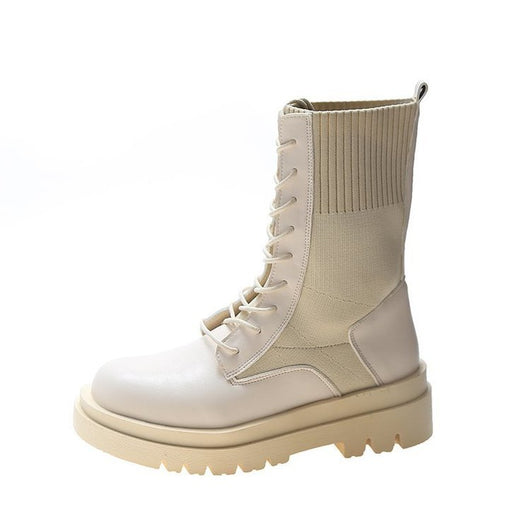 Botas Tobilleras Plataforma Estilo Británico Tejidas Elásticas - Image 8