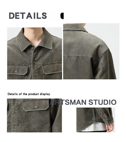 Camisa de Trabajo Pana Lavada Multi-Bolsillos Hombre - Versátil y Durable - Image 23