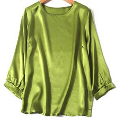 Camisa de Seda de Gusano de Seda con Perla Brillante y Satén - Image 62