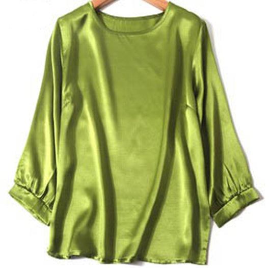 Camisa de Seda de Gusano de Seda con Perla Brillante y Satén - Image 62