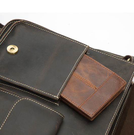 Bolsa Bandolera de Cuero Crazy Horse Estilo Retro para Hombre - Image 3