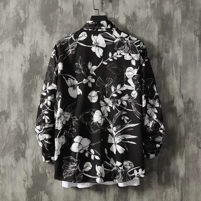 Camisa Floral Manga Larga Hombre - Estilo Casual Holgado Tendencia - Image 11