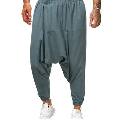 Pantalones Harem Casuales de Algodón y Lino para Hombre - Image 9