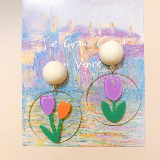 Aretes de Acrílico Tulipán Niña - Flores Coloridas - Image 8
