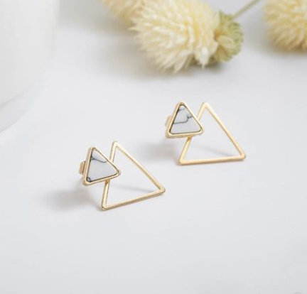 Aretes Geométricos de Mármol Turquesa - Diseño Creativo y Moderno - Image 5