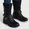 Botines Cortos Casuales con Cinturón y Tacón Bajo