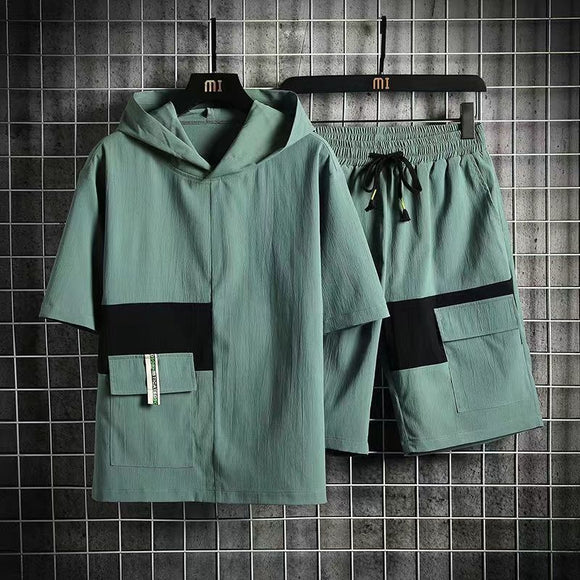 Conjunto Deportivo Hombre: Sudadera con Capucha y Shorts Elásticos