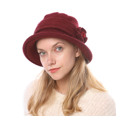 Gorro Tejido Grueso para Mujer con Flor - Abrigo Elegante y Cálido - Image 7