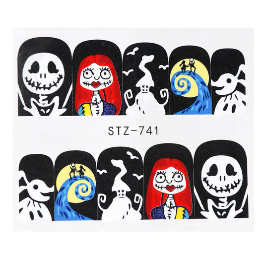 Calcomanías de Agua para Uñas Tema Halloween Calavera y Diablo - Image 12