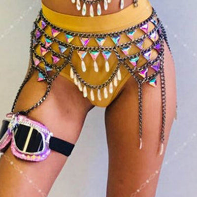 Cadena de Cintura Acrílica Multicolor con Dije Colgante
