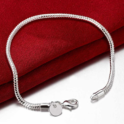Pulsera de Plata con Hueso de Serpiente 3mm
