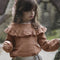 Blusa Infantil Cuello Redondo Mangas Largas Volantes Doble Capa