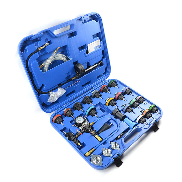 Kit Profesional de 28 Piezas para Prueba de Presión y Purga de Radiadores