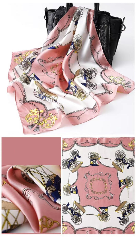 Pañuelo de Seda Cuadrado para Mujer - Diseño Estampado Versátil Primavera Verano - Image 45