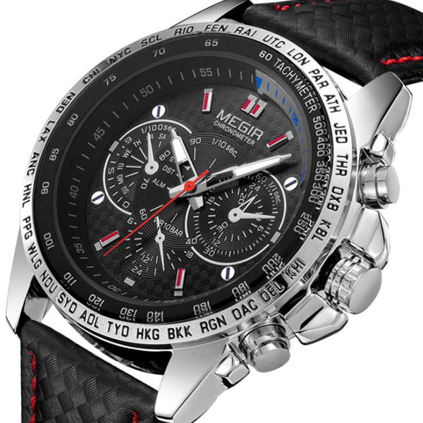 Reloj de Lujo para Hombre 1010 - Correa de Cuero, Resistente al Agua 3ATM