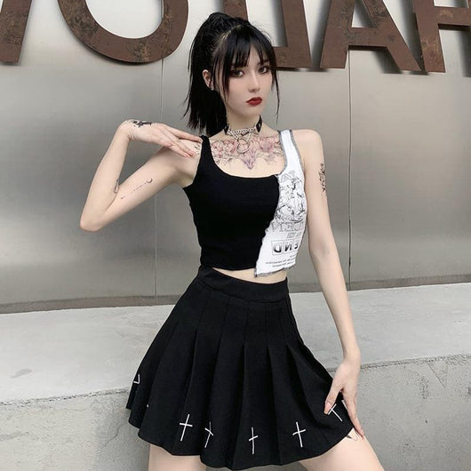 Musculosa Mujer Estilo Urbano con Estampado Patchwork - Image 3