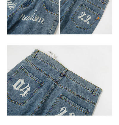 Pantalón Vaquero Clásico Pierna Recta Color Sólido Retro - Image 13