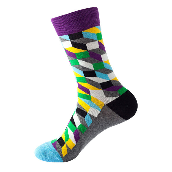 Calcetines Térmicos de Algodón Puro - Diseño Diamante para Otoño e Invierno