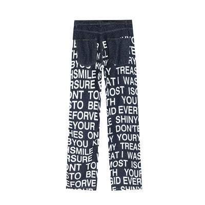 Jeans Casual Retro Americano WritingTrendy - Estilo Urbano Clásico - Image 8