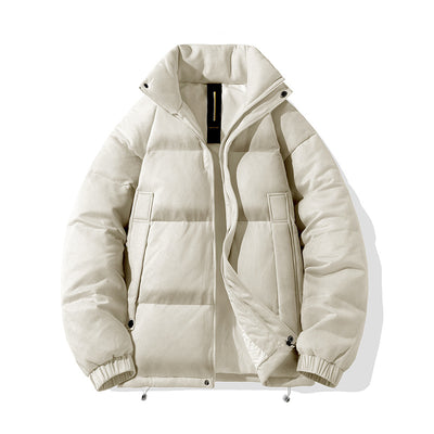 Chaqueta Corta de Plumas de Pato Blanco con Cuello Elevado y Ante - Image 8