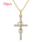 Alloy Pendant With Diamond And Eight-character Cross Necklace Dorado 10PC