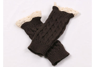 Guantes Tejidos Largos Calefactores con Encaje y Dedos Libres - Image 4