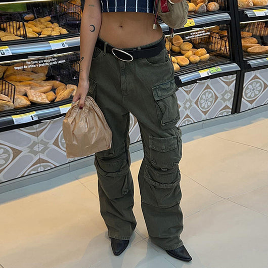 Jeans Rectos para Mujer con Múltiples Bolsillos y Diseño Versátil - Image 12