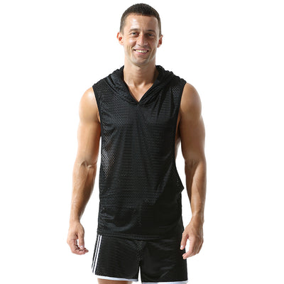 Chaleco Deportivo Mesh Capucha Hombre - Diseño Sólido - Image 2