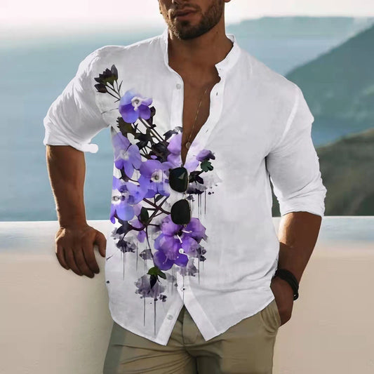 Camisa Estampada de Manga Larga para Hombre - Image 2