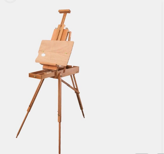 Caja de Pintura Portátil de Madera de Haya con Caballete Extraíble para Óleo