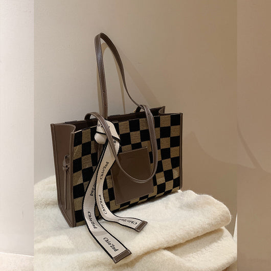 Bolso de Hombro Retro a Cuadros para Mujer - Image 8