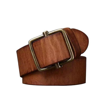 Cinturón de Cuero Genuino Estilo Retro con Hebilla Lisa - Versátil y Duradero - Image 11