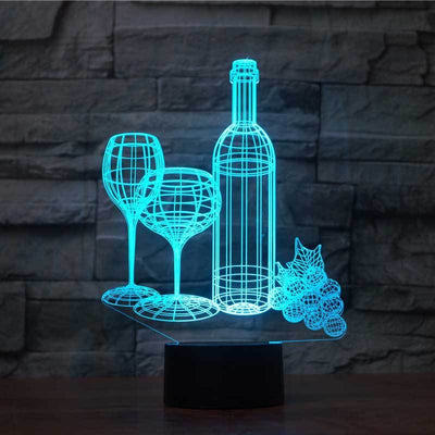 Lámpara Nocturna 3D Botella de Vino con Luz Multicolor