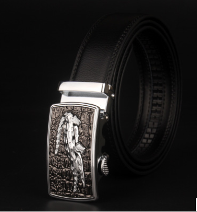 Cinturón de Cuero para Hombre con Hebilla de 8 Caracteres - Estilo Casual Moderno - Image 15