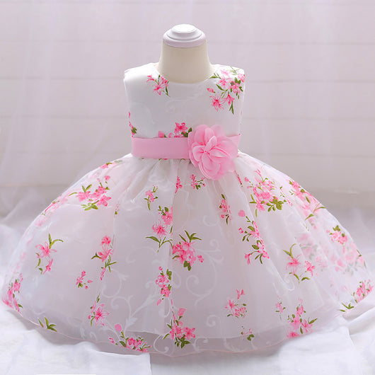 Vestido de Princesa para Niña de Un Año - Diseño Europeo Estampado Elegante - Image 5