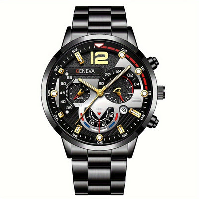 Set de 2 Relojes de Acero para Hombre con Pulsera - Diseño Ejecutivo Tres Ojos - Image 21