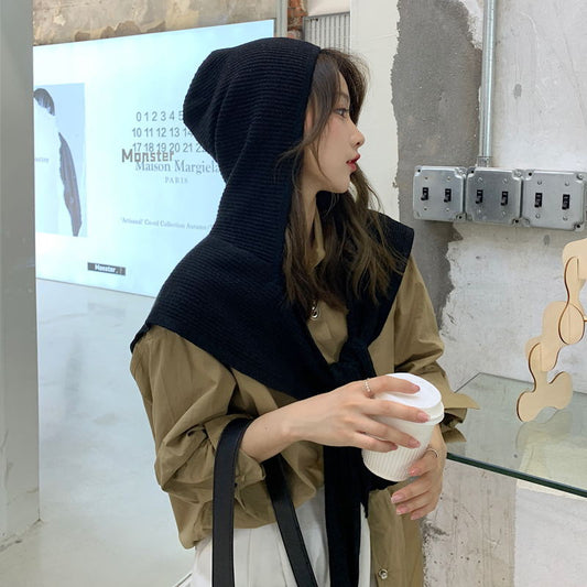 Chal Hooded de Lana a Rayas para Otoño e Invierno